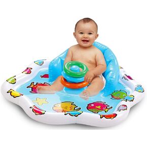 Baby Splash Pad with Inflatable Backrest and Stackable Ring Toys – Sensory Water Play Mat for Infants and Toddlers – Summer Outdoor Fun in Kuwait