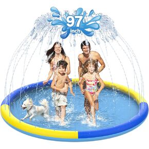 CACSPS 75" Non-Slip Splash Pad for Kids and Dog, Thicken Sprinkler Pool Summer Outdoor Water Toys, Extra Large Backyard Wading Pool for Children Boys & Girls or Pet Dog (Blue&Yellow) in Saudi Arabia