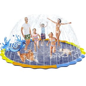 Instraella Splash Pad for Kids and Dogs, 124in Non-Slip Sprinkler Mat 0.5mm Thickened Durable and Foldable Large Pool Summer Fun Outdoor Toys for Dogs and Toddlers Age in Kuwait