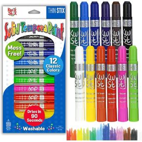 The Pencil Grip Kwik Stix Solid Tempera Paints, Thin Stix Paint Pens, Super Quick Drying, 12 Classic Colors for Children - 12 Pack - TPG-608 in Saudi Arabia