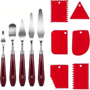 11Pcs Palette Knives Stainless Steel & Plastic Scrapers for Oil Acrylic Art in Kuwait