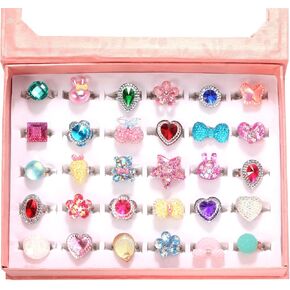 PinkSheep Little Girl Jewel Rings in Box, Adjustable, No duplication, Girl Pretend Play and Dress Up Rings (30 Jewel Ring) in Saudi Arabia
