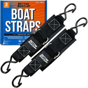 Boat Tie Down Straps to Trailer Boat Transom Tie Down Straps Heavy Duty Manual Buckle Clasp Tiedown 2" x 48" Short Small Transit 4 Foot Without Ratchet Boat Trailer Accessories for Boating & Jet Ski in Kuwait