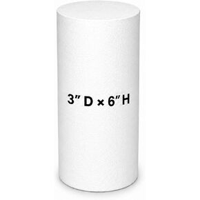 Crafts Central 6-Inch Thick Round Foam Cake Dummy – Polystyrene Styrofoam Cake Form for Decorating, Wedding & Birthday Displays, Crafting, Modeling, and Art Projects – 1 Piece (8" D x 6" H) in Kuwait