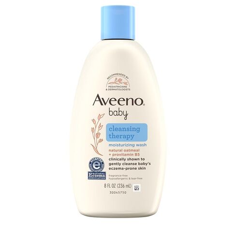Aveeno Baby Cleansing Therapy Moisturizing Baby Body Wash with Natural Oatmeal & ProVitamin B5, Gentle Tear-Free Baby Bath Wash for Sensitive & Eczema-Prone Skin, Hypoallergenic, 8 oz in Kuwait