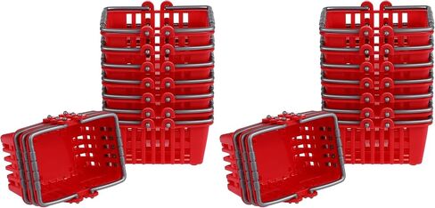 NUOBESTY 10Pcs Mini Shopping Basket Mini Supermarket Cart Small Plastic Retail Shopping Baskets with Handles for Kids Party Favors Dool House (Red) … in Kuwait