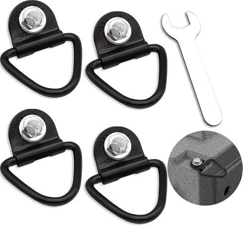 4 Pack Tie Down Kit, 1000 LB Load Capacity, with Wrench - Easy Installation, Tie Down D-Ring Kit Compatible with RuffLand Kennels - Ideal for Securing Your Crate in Vehicle in Kuwait
