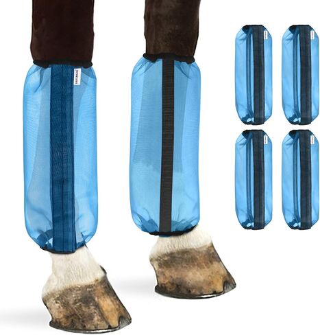 Fly Boots for Horses, Non-Slip Breathable Horse Fly Boots,Extra Tough Mesh Horse Fly Leggings Prevents Flies and Mosquitoes from Biting Set of 4 Universal Size（Black） in Saudi Arabia