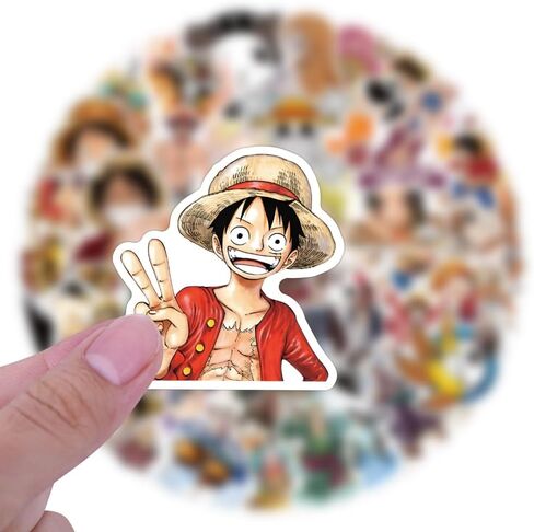 100Pcs One Piece Stickers for Water Bottle, Cool Anime Cartoon Waterproof Vinyl Stickers for Adult Teen Girl Kids Laptop Skateboard Bike Guitar Laggage Travel Case Helmet Notebook Scrapbook in Kuwait