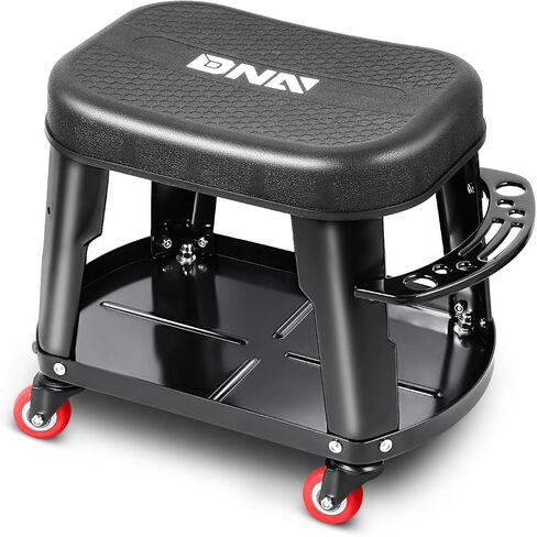 DNA MOTORING TOOLS-00252 Removable Rolling Garage Stool with Seat Cushion & Tool Tray Plate,300lbs Max Weight Capacity in Kuwait