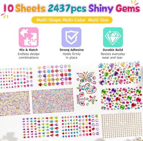 Gem Stickers, 2437Pcs Self-Adhesive Bedazzling Stickers for Kids Crafts in Saudi Arabia