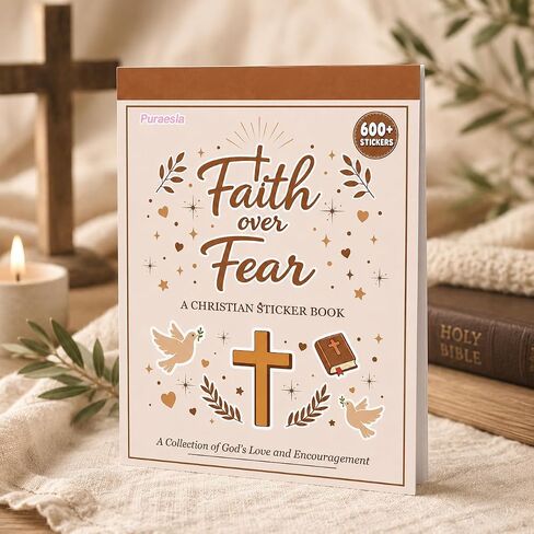 600Pcs Faith Over Fear Christian Sticker Book by Puraesla, Bible Verse & Jesus Stickers for Women Girls Teens, Faith-Based Religious Scripture decals for Journaling, Water Bottles, Laptops & Notebooks in Saudi Arabia