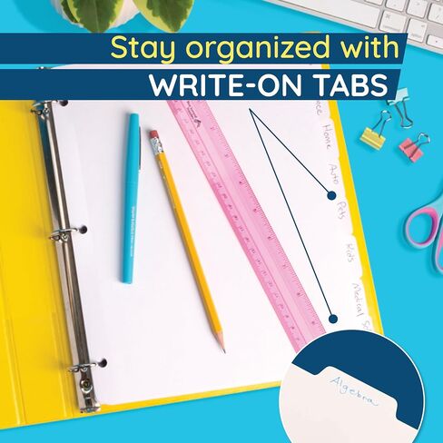 Blue Summit 3 Ring Binder Dividers with Tabs, Reinforced Edge, 1/8 Cut Tabs, 96 Dividers, Letter Size, 3 Hole Punch Section Index Dividers for Binders, White, 12 Sets in Kuwait