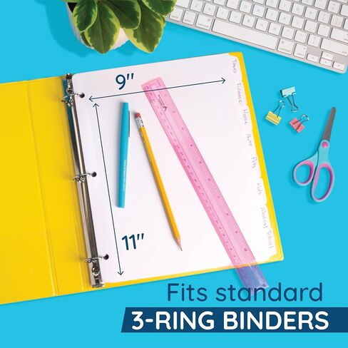 Blue Summit 3 Ring Binder Dividers with Tabs, Reinforced Edge, 1/8 Cut Tabs, 96 Dividers, Letter Size, 3 Hole Punch Section Index Dividers for Binders, White, 12 Sets in Kuwait