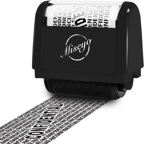 Miseyo Wide Identity Theft Protection Roller Stamp Set - Yellow (3 Refill Ink Included) in Kuwait