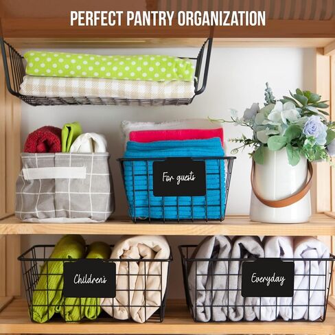 Basket Labels Clip On for Pantry Organization and Storage Baskets Bin Labels - Small Chalk Labels for Baskets - Black Bin Clip Labels for Baskets - Chalkboard Basket Tags Dry Erase Bin Labels Clip On in Kuwait