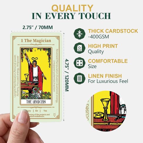 Beginner Tarot Cards-Tarot Cards with Meanings on Them-Tarot Deck with Guidebook -Learning Tarot Cards-Yes No Maybe Tarot Deck(Free Lined Velvet Pouch Bag) in Kuwait
