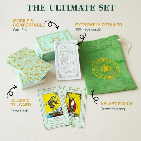 Beginner Tarot Cards-Tarot Cards with Meanings on Them-Tarot Deck with Guidebook -Learning Tarot Cards-Yes No Maybe Tarot Deck(Free Lined Velvet Pouch Bag) in Kuwait