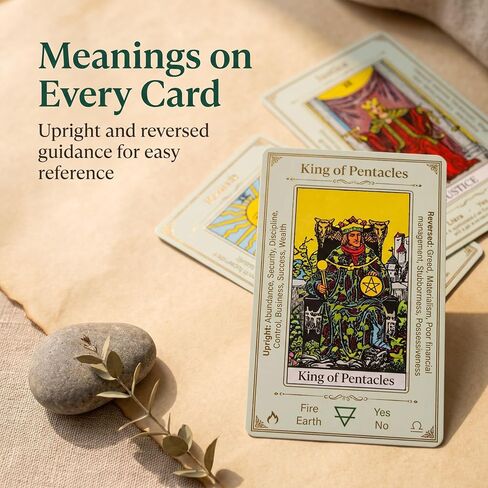 Beginner Tarot Cards-Tarot Cards with Meanings on Them-Tarot Deck with Guidebook -Learning Tarot Cards-Yes No Maybe Tarot Deck(Free Lined Velvet Pouch Bag) in Kuwait