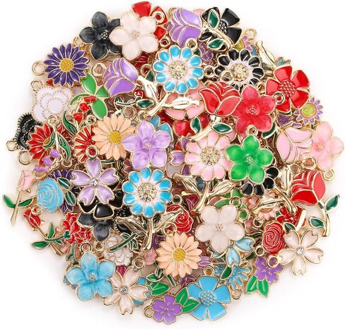 Mckanti 150PCS Bracelet Charms, Silver Bracelet Gold Plated Enamel Charms Pendants for Necklace Bracelet Jewelry Making and Crafting in Saudi Arabia