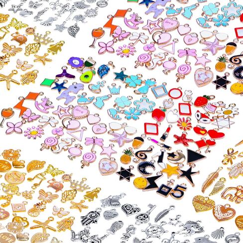 Mckanti 150PCS Bracelet Charms, Silver Bracelet Gold Plated Enamel Charms Pendants for Necklace Bracelet Jewelry Making and Crafting in Saudi Arabia