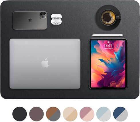 Vine Creations Leather Desk Mat 32" x 17", Desk Protector Mat, PU Leather Desk Pad, Large Mouse Pad, Desk Blotter, Desk Pads on Top of Desks, Desk Matt for Desktop, Home Office Desk Mat (Black) in Kuwait