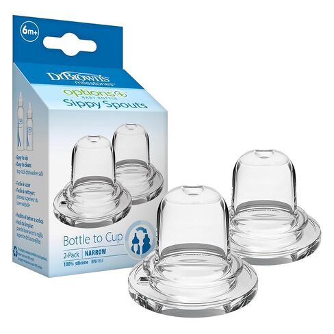Dr. Brown's Milestones Options+ Sippy Spouts, Narrow, Soft 100% Silicone Baby Bottle Sippy Spout, 6m+, 2 Count in Saudi Arabia
