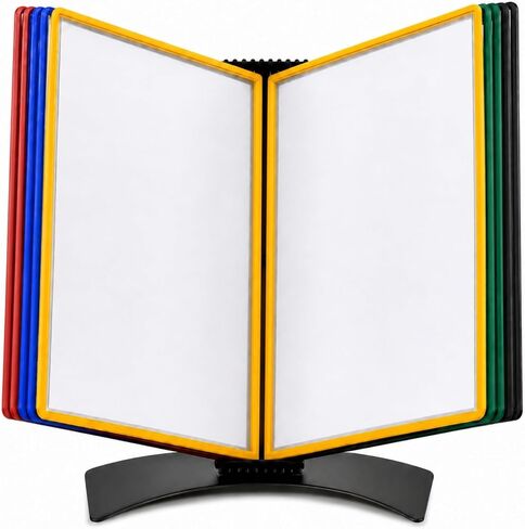 Tarifold DJOIS Desktop Reference & Display System - Durable Metal Base & Polypropylene - Letter-Size - 10 Double-Sided Pockets - 20 Sheet Capacity - Easy-Load - Made in France - Black in Kuwait
