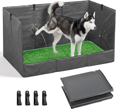 High Walls Dog Pee Pad Holder with Artificial Grass Foldable Indoor Dog Potty Tray 15.7 * 23.6 * 35.4 Inch Dogs Litter Box with Waterproof Liner for Puppies Small and Medium Dogs in Kuwait