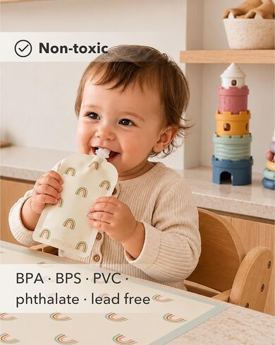 Hippypotamus Disposable Placemats Baby - Pack of 45 BPA Free Table Toppers for Kids and Toddlers - Extra Sticky Travel Mat for Restaurant (Cream/Sage/Blush) in Kuwait