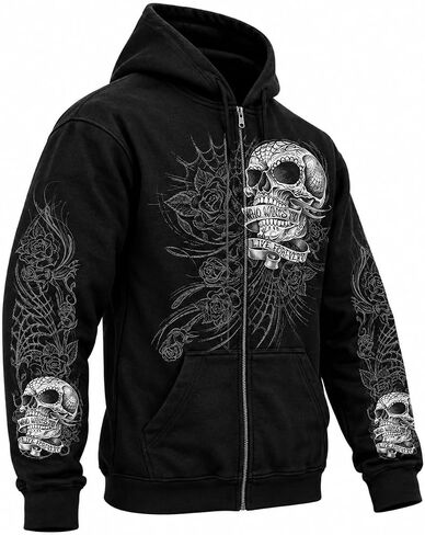 Hot Leathers Men's Sweet Demise Zip Up Hooded Sweat Shirt in Kuwait
