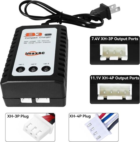 B3 Lipo Battery Charger - 2S 3S RC Balance Chargers AC 7.4-11.1V 10W with XH3P XH4P Plug for RC Car Batteries Drone Boat Airplane Truck Quadcopter Airsoft SCX24 SCX10 in Saudi Arabia