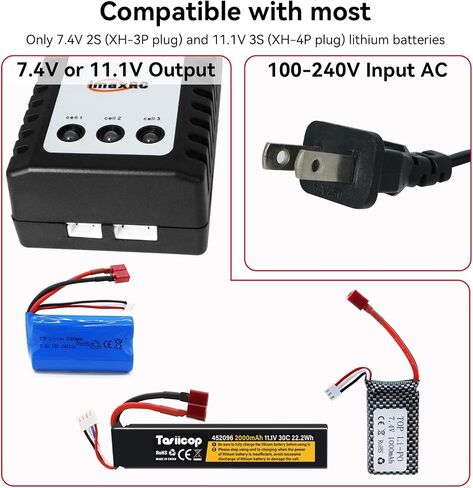 B3 Lipo Battery Charger - 2S 3S RC Balance Chargers AC 7.4-11.1V 10W with XH3P XH4P Plug for RC Car Batteries Drone Boat Airplane Truck Quadcopter Airsoft SCX24 SCX10 in Saudi Arabia