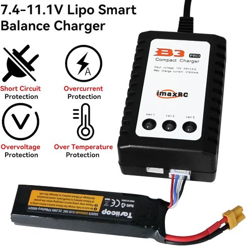B3 Lipo Battery Charger - 2S 3S RC Balance Chargers AC 7.4-11.1V 10W with XH3P XH4P Plug for RC Car Batteries Drone Boat Airplane Truck Quadcopter Airsoft SCX24 SCX10 in Saudi Arabia