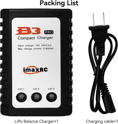 B3 Lipo Battery Charger - 2S 3S RC Balance Chargers AC 7.4-11.1V 10W with XH3P XH4P Plug for RC Car Batteries Drone Boat Airplane Truck Quadcopter Airsoft SCX24 SCX10 in Saudi Arabia