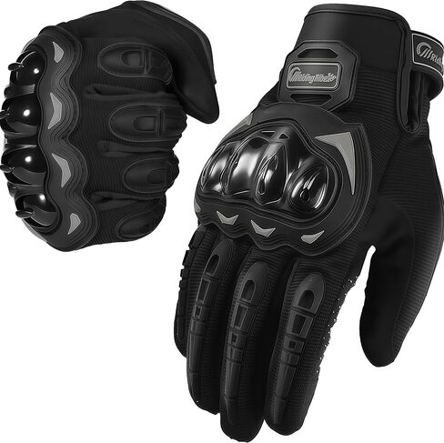 Motorcycle Gloves for Men and Women Full Finger Touchscreen Mountain Dirt Bike Gloves for Powersports BMX ATV MTB Driving Motocross Cycling Gloves(M, Black) in Kuwait