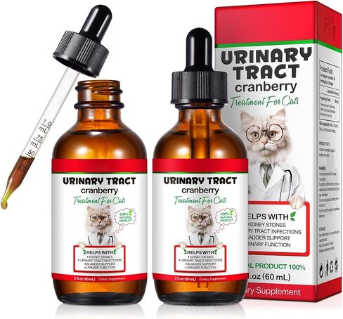 Urinary Tract for Cats, Natural Cat Urinary Tract Infection Treatment Drops Supports Bladder, Kidney Stone, Cat UTI, Cranberry Kidney Bladder Support Supplement, Chicken Flavor - 60ml / 2.02oz in Kuwait