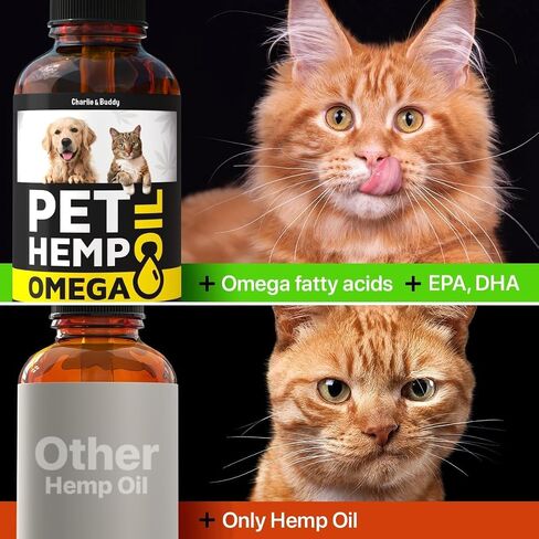 Hemp & Salmon Oil for Dogs, Cats - Pet Skin & Coat Allergy Relief Drops in Kuwait
