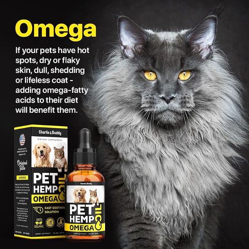 Hemp & Salmon Oil for Dogs, Cats - Pet Skin & Coat Allergy Relief Drops in Kuwait