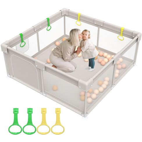 ZEEBABA Baby Playpen with Mat، روضة أطفال مقاس 47x47 بوصة، روضة للأطفال الرضع والأطفال الصغار، أقلام لعب صغيرة للأطفال، روضة كبيرة للأطفال الصغار، ساحة لعب للرضع مع بساط لعب مقاس 47 بوصة، ساحة لعب مع بوابة in Kuwait