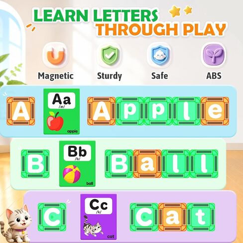 Magnetic Tiles Learn Letters Magnetic Building Blocks for Kids Ages 3-12 in Kuwait