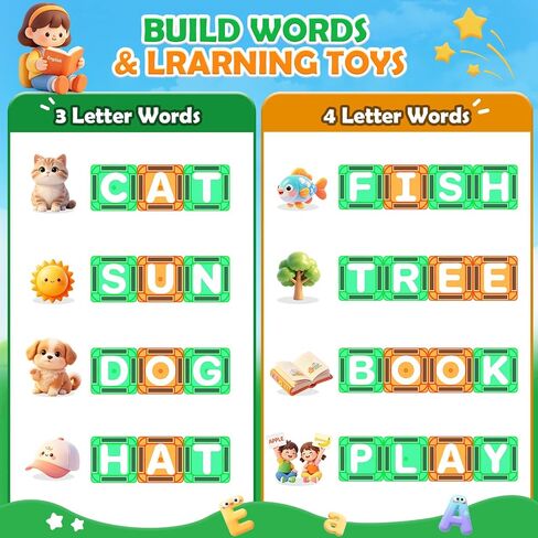 Magnetic Tiles Learn Letters Magnetic Building Blocks for Kids Ages 3-12 in Kuwait