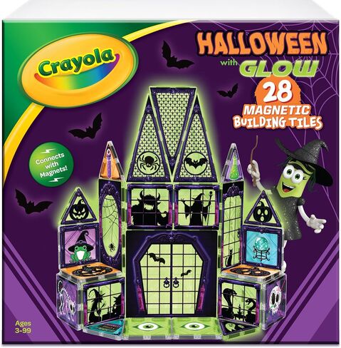 CreateOn Crayola Halloween Glow Magnetic Haunted House Tiles Set, Building Set for Kids, STEM Toys for Boys and Girls Ages 3 and Up, 28-Piece Set in Saudi Arabia