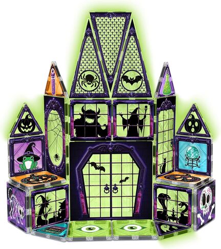 CreateOn Crayola Halloween Glow Magnetic Haunted House Tiles Set, Building Set for Kids, STEM Toys for Boys and Girls Ages 3 and Up, 28-Piece Set in Saudi Arabia