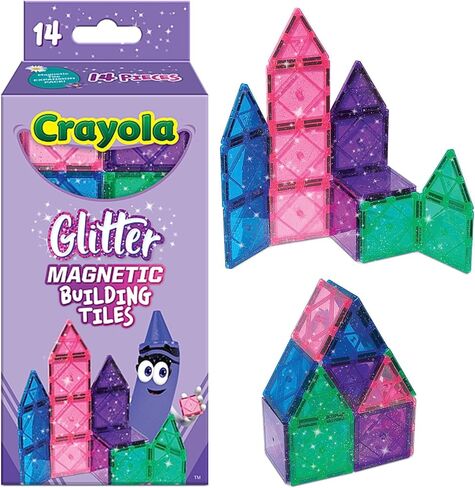 CreateOn Crayola Magnetic Tiles, Building Set for Kids, Halloween Toy for Kids, Travel Toys, Classroom Sensory Blocks, STEM & Montessori for Boys & Girls Ages 3+, 14-Piece Set (Halloween) in Saudi Arabia