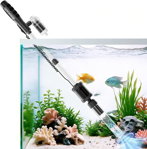 AKKEE Aquarium Vacuum Gravel Cleaner Handle Control, 8 in 1 Multifunctional 36W Electric Fish Tank Cleaner Vacuum for Automatic Water Change, Wash Sand, Water Circulation and Timed Off in Saudi Arabia