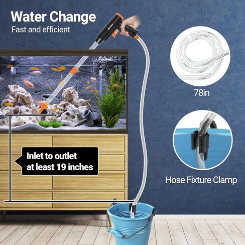 Yaubay 132GPH Manual Aquarium Gravel Cleaner, Fish Tank Siphon Vacuum Cleaner with Adjustable Water Flow for Cleaning Dirt, Water Change & Wash Sand Aquarium Cleaning Tools in Saudi Arabia