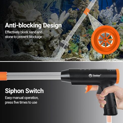 Yaubay 132GPH Manual Aquarium Gravel Cleaner, Fish Tank Siphon Vacuum Cleaner with Adjustable Water Flow for Cleaning Dirt, Water Change & Wash Sand Aquarium Cleaning Tools in Saudi Arabia