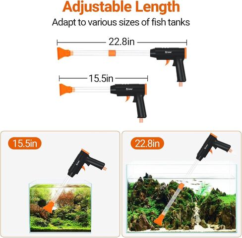 Yaubay 132GPH Manual Aquarium Gravel Cleaner, Fish Tank Siphon Vacuum Cleaner with Adjustable Water Flow for Cleaning Dirt, Water Change & Wash Sand Aquarium Cleaning Tools in Saudi Arabia
