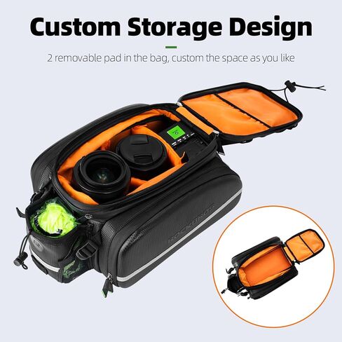 ROCKBROS Bike Rack Bag Trunk Bag Waterproof Carbon Leather Bicycle Rear Seat Cargo Bag Rear Pack Trunk Pannier Handbag in Kuwait